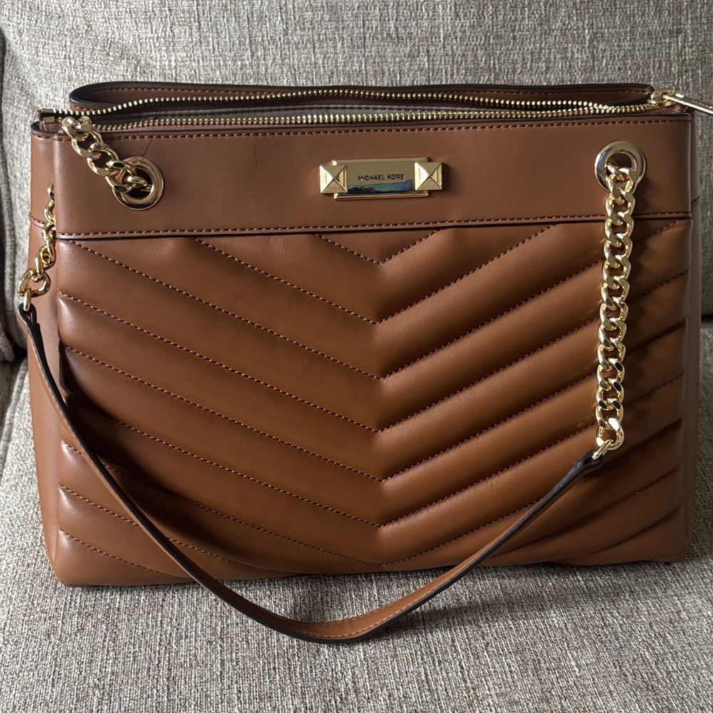 Michael Kors Tan Quilted Shoulder Bag